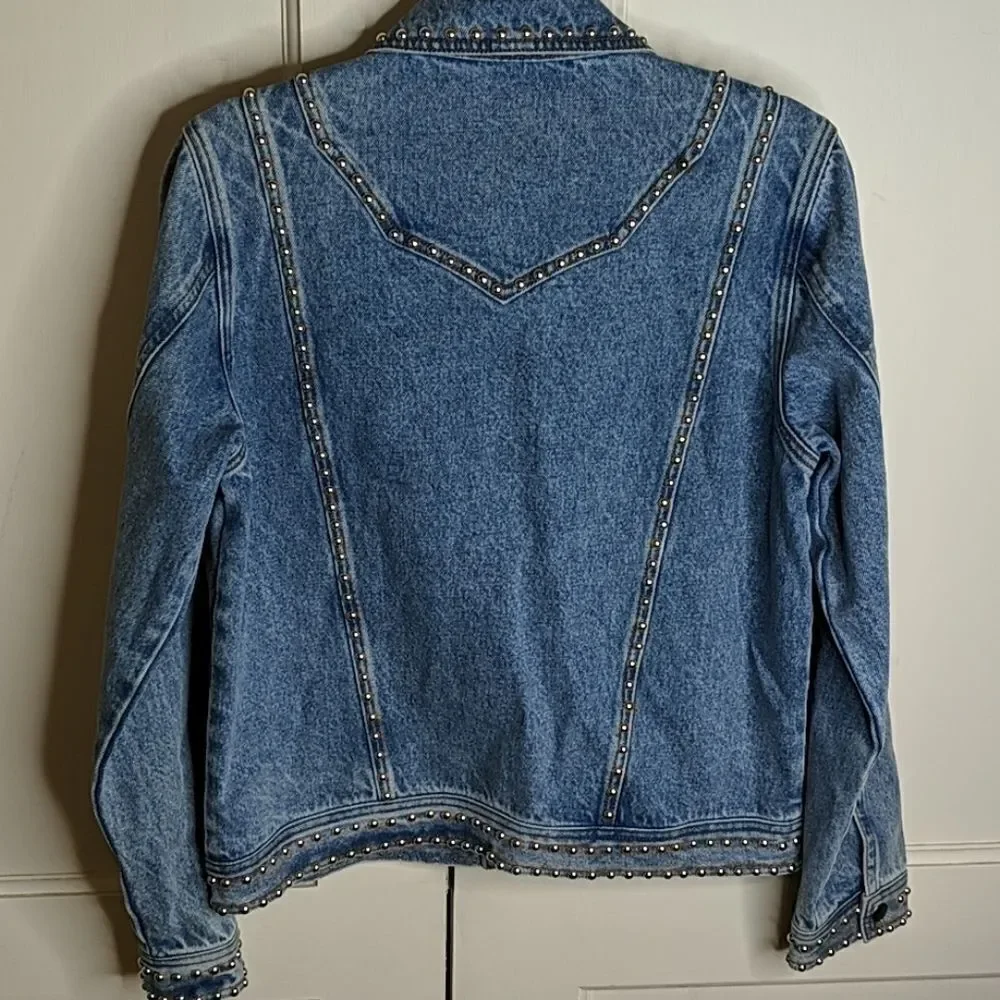 Denim silver studded jean jacket - Picture 8 of 9